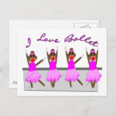 Sockenaffe   "I LIEBE BALLET" Postkarte (Vorne/Hinten)