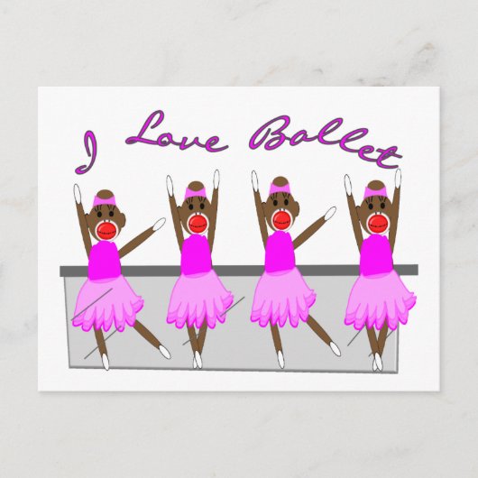 Sockenaffe   "I LIEBE BALLET" Postkarte (Vorderseite)
