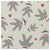 Sockenaffe mit Herz auf Tan Stoff (Nahaufnahme)