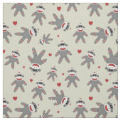 Sockenaffe mit Herz auf Tan Stoff (Muster)