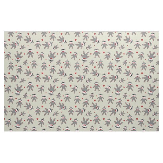 Sockenaffe mit Herz auf Tan Stoff (Fat Quarter (45,7 x 55,9 cm))