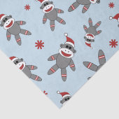 Sockenaffe mit Weihnachtsmannmütze auf Blue Christ Seidenpapier (Detail)