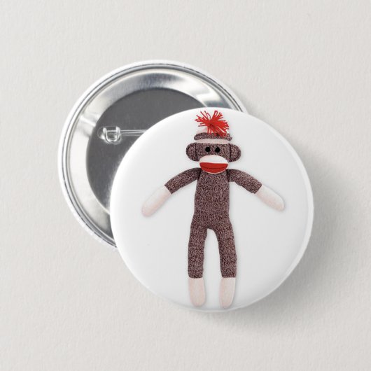 Sockenaffe. Retro Button (Vorne & Hinten)