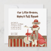 Sockenaffe, Tricycle, Boy Birth Announcement Ankündigung (Vorderseite)