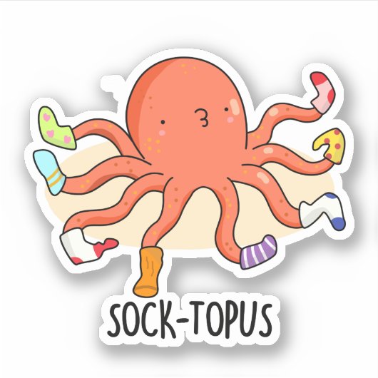 Sockentopus Funny Octopus mit Socken Pun Aufkleber (Vorderseite)