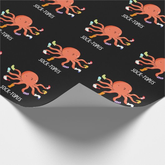 Sockentopus Funny Octopus mit Socken Pun Geschenkpapier (Ecke)