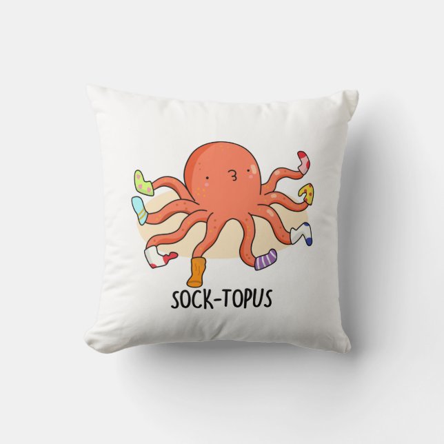 Sockentopus Funny Octopus mit Socken Pun Kissen (Vorderseite)