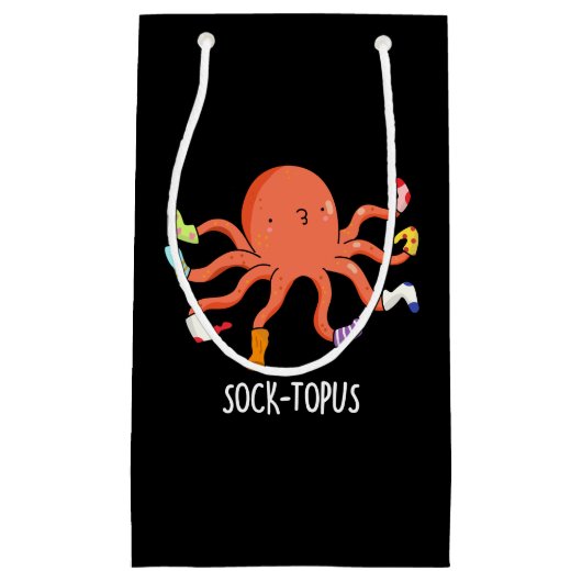 Sockentopus Funny Octopus mit Socken Pun Kleine Geschenktüte (Vorderseite)