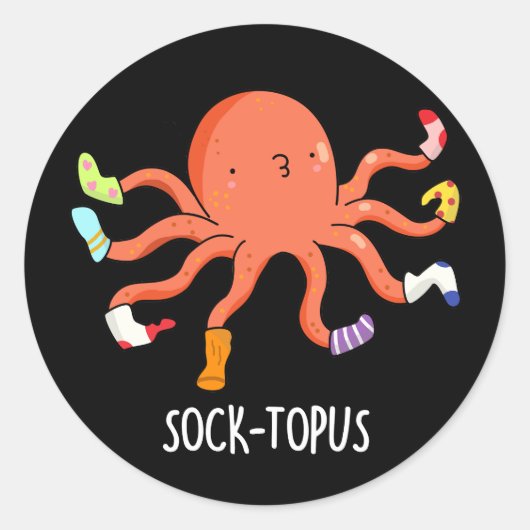 Sockentopus Funny Octopus mit Socken Pun Runder Aufkleber (Vorderseite)