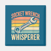 Socket Wrench Whisperer Retro Mechanic Crew Auto T Magnet (Vorne)