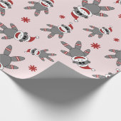 Socketaffe mit Weihnachtsmannmütze Rosa Weihnachts Geschenkpapier (Ecke)