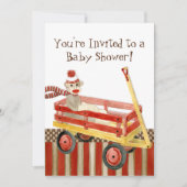 Socketaffe, Red Wagon, Boy Baby Shower Einladung (Vorderseite)