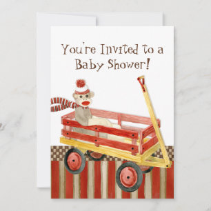 Socketaffe, Red Wagon, Boy Baby Shower Einladung