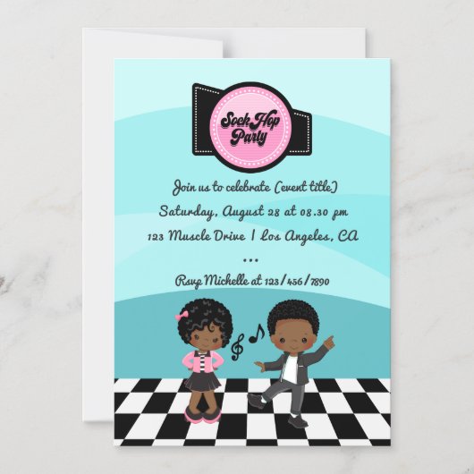 SockHop-Party Magneteinladung (Vorderseite)