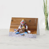 SockMonkey Birthday Karte (Vorderseite)