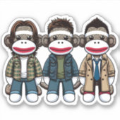 SockMonkey Hunter Brothers und ihr Engel Friend Aufkleber (Vorderseite)