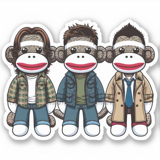 SockMonkey Hunter Brothers und ihr Engel Friend Aufkleber (Vorderseite)