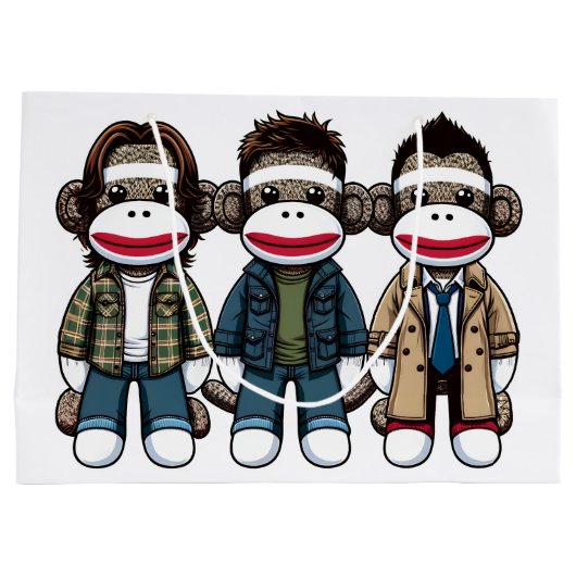 SockMonkey Hunter Brothers und ihr Engel Friend Große Geschenktüte (Rückseite)
