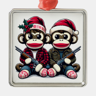 SockMonkey Hunter Brothers und ihr Engel Friend Ornament Aus Metall