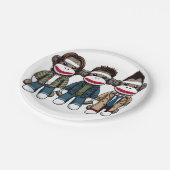 SockMonkey Hunter Brothers und ihr Engel Friend Pappteller (Schrägansicht)