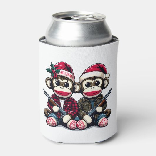SockMonkey Hunter Brüder zu Weihnachten Dosenkühler (Kanne Vorderseite)