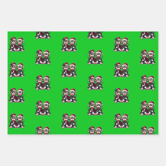 SockMonkey Hunter Brüder zu Weihnachten Geschenkpapier Set (Vorderseite)