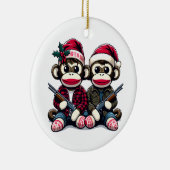 SockMonkey Hunter Brüder zu Weihnachten Keramik Ornament (Rechts)