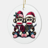 SockMonkey Hunter Brüder zu Weihnachten Keramik Ornament (Links)