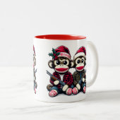 SockMonkey Hunter Brüder zu Weihnachten Zweifarbige Tasse (VorderseiteRechts)