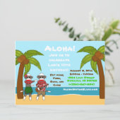 SockMonkey Luau Geburtstag Einladung (Stehend Vorderseite)