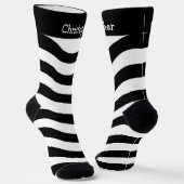 Socks Black And White Wavy Stripes Design Socken (Gewinkelt)