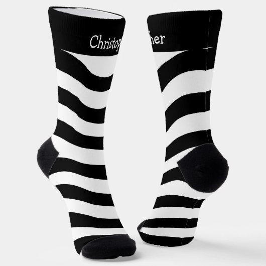Socks Black And White Wavy Stripes Design Socken (Gewinkelt)