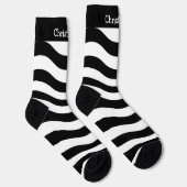 Socks Black And White Wavy Stripes Design Socken (Rechts)
