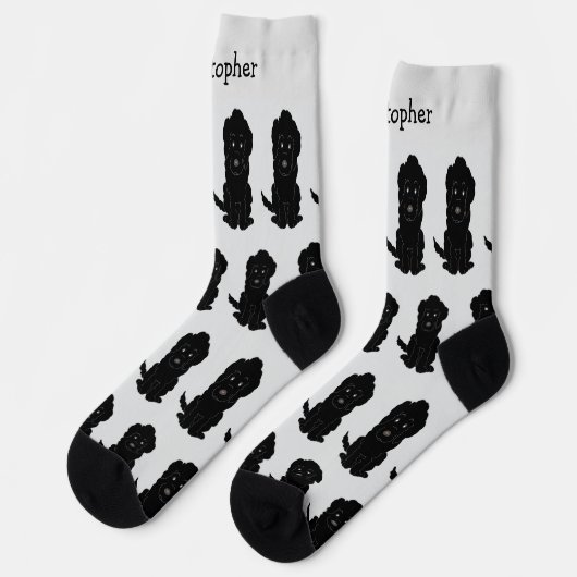 Socks Black Goldendoodle Design Socken (Linkes Detail)