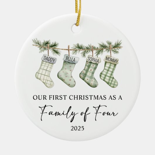 Socks Christmas as a Family of Four Keramik Ornament (Vorne)