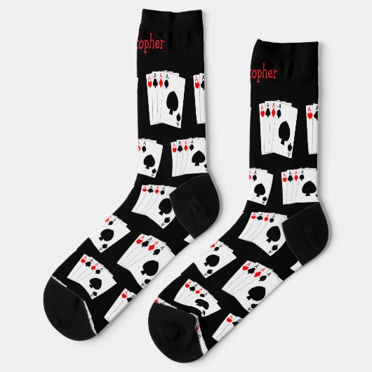 Socks Deck Of Cards Four Aces Design Socken (Linkes Detail)