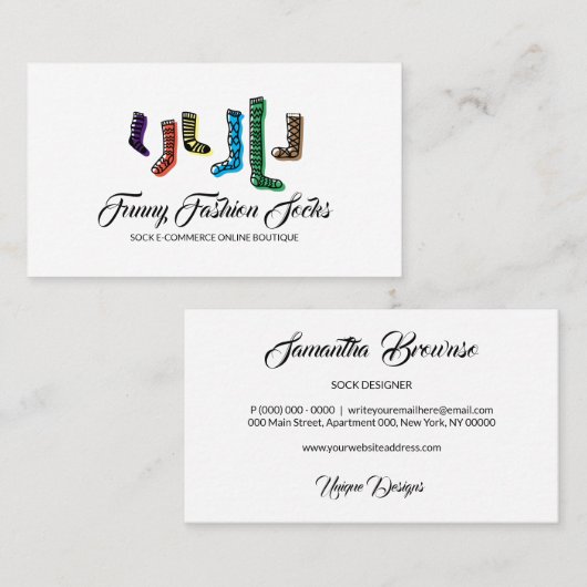 Socks Ecommerce merke Visitenkarte (Vorne/Hinten)