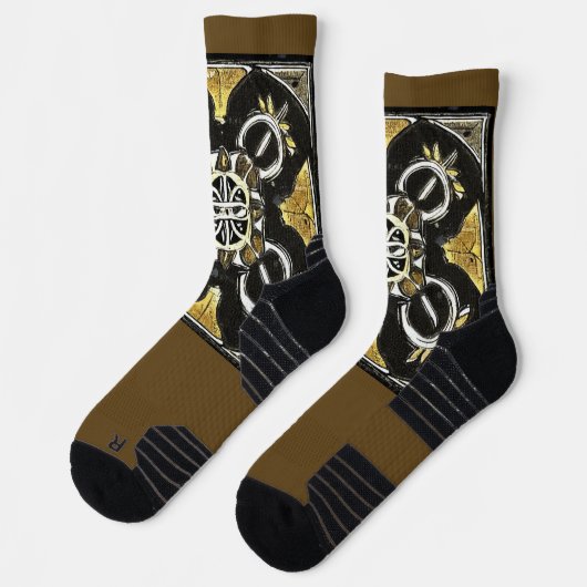 Socks Gold Black Abstrakt Pattern Socken (Links)