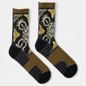 Socks Gold Black Abstrakt Pattern Socken (Rechts)