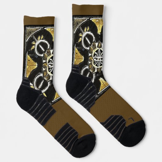 Socks Gold Black Abstrakt Pattern Socken (Rechts)