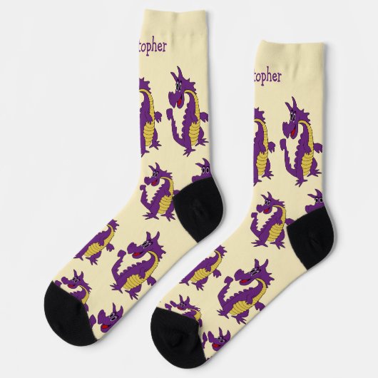 Socks Purple Dragon Design Socken (Linkes Detail)