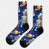 socks robot exploration, cosmic art socken (Linkes Detail)