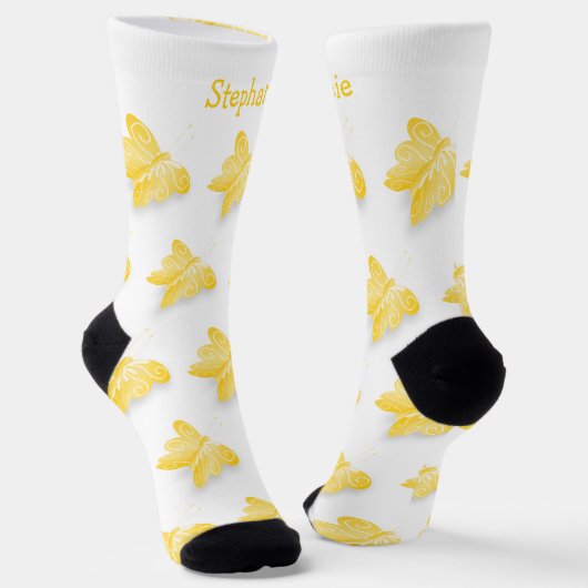 Socks Yellow Butterfly Design Socken (Gewinkelt)