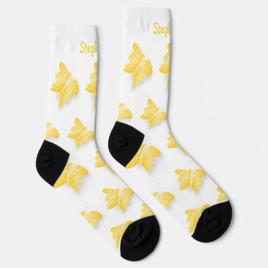 Socks Yellow Butterfly Design Socken (Rechts)