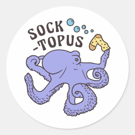 Socktopus Blauer Kraken mit Sockfunny Meme Runder Aufkleber (Vorderseite)