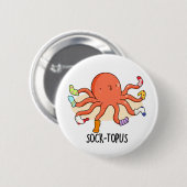 Socktopus Funny Octopus mit Sockenpuppe Button (Vorne & Hinten)