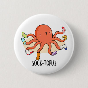 Socktopus Funny Octopus mit Sockenpuppe Button