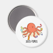 Socktopus Funny Octopus mit Sockenpuppe Magnet (Vorderseite/Rückseite)