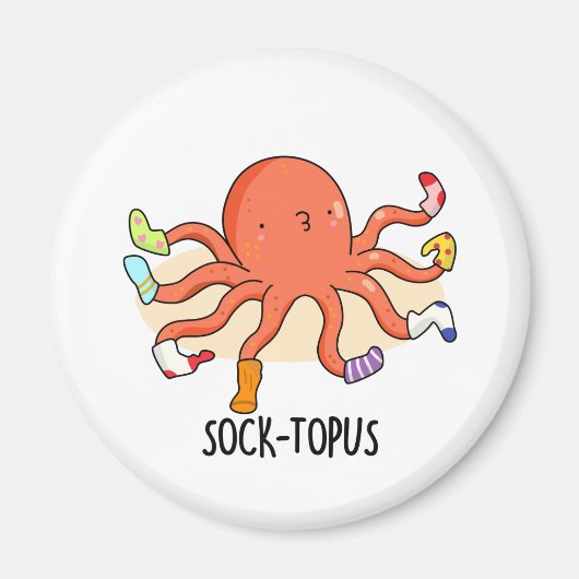 Socktopus Funny Octopus mit Sockenpuppe Magnet (Vorne)