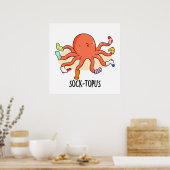 Socktopus Funny Octopus mit Sockenpuppe Poster (Küche)